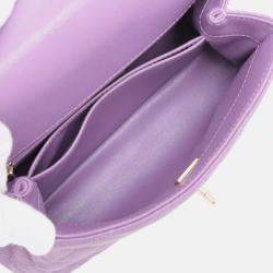 Pre Owned Chanel Purple Mini Caviar Coco Top Handle Bag