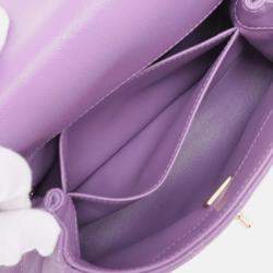 Pre Owned Chanel Purple Mini Caviar Coco Top Handle Bag