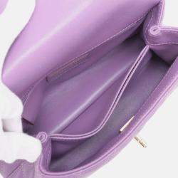 Pre Owned Chanel Purple Mini Caviar Coco Top Handle Bag