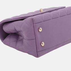 Pre Owned Chanel Purple Mini Caviar Coco Top Handle Bag