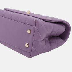 Pre Owned Chanel Purple Mini Caviar Coco Top Handle Bag