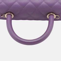 Pre Owned Chanel Purple Mini Caviar Coco Top Handle Bag