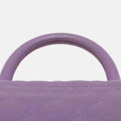 Pre Owned Chanel Purple Mini Caviar Coco Top Handle Bag