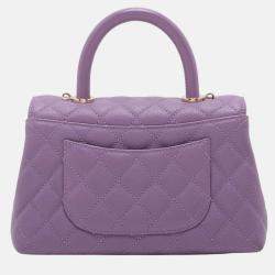 Pre Owned Chanel Purple Mini Caviar Coco Top Handle Bag