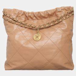 Pre Owned Chanel Brown Leather Medium C22 Bag