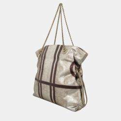Pre Owned Chanel Brown Metallic Python Leather Taj Mahal Drawstring Bag