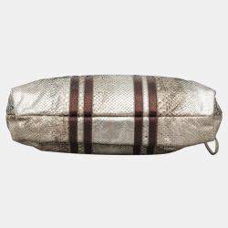 Pre Owned Chanel Brown Metallic Python Leather Taj Mahal Drawstring Bag