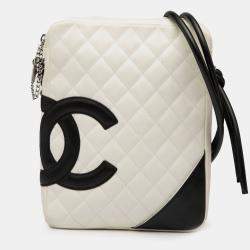 Pre Owned Chanel Black/White Lambskin Cambon Ligne Crossbody