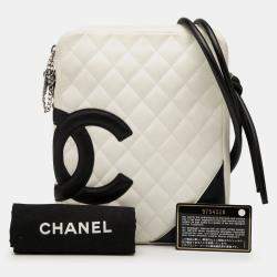 Pre Owned Chanel Black/White Lambskin Cambon Ligne Crossbody