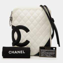 Pre Owned Chanel Black/White Lambskin Cambon Ligne Crossbody