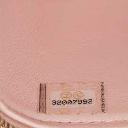Pre Owned Chanel Pink Mini CC Quilted Caviar Vanity Case with Chain