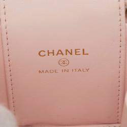 Pre Owned Chanel Pink Mini CC Quilted Caviar Vanity Case with Chain
