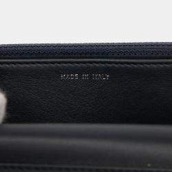 Pre Owned Chanel Navy Blue Chevron Lambskin Boy Wallet on Chain