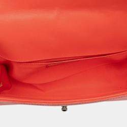 Pre Owned Chanel Orange Old Medium Quilted Velvet Boy Flap