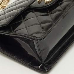 Pre Owned Chanel Black Quilted Patent Leather Mini Classic Shoulder Bag