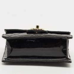 Pre Owned Chanel Black Quilted Patent Leather Mini Classic Shoulder Bag