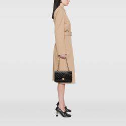 Pre Owned Chanel Black Medium Classic Lambskin Double Flap