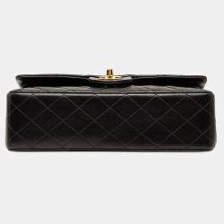 Pre Owned Chanel Black Medium Classic Lambskin Double Flap