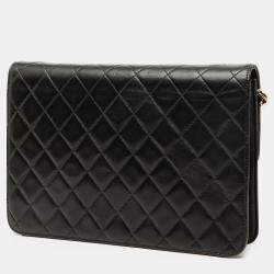 Pre Owned Chanel Black Medium CC Quilted Lambskin Single Flap