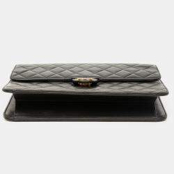 Pre Owned Chanel Black Medium CC Quilted Lambskin Single Flap