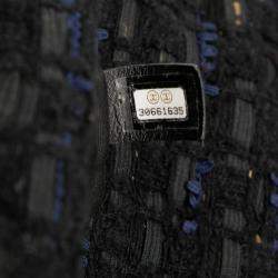 Pre Owned Chanel Black Blue Large Tweed 19 Flap