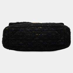 Pre Owned Chanel Black Blue Large Tweed 19 Flap