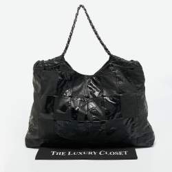 Pre Owned Chanel Black Leather and Patent Leather Large Patchwork Brooklyn Cabas Tote