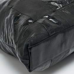 Pre Owned Chanel Black Leather and Patent Leather Large Patchwork Brooklyn Cabas Tote