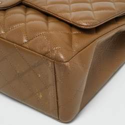 Pre Owned Chanel Brown Quilted Caviar Leather Maxi Classic Double Flap Bag