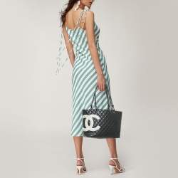 Pre Owned Chanel Black Quilted Leather Large Cambon Ligne Tote