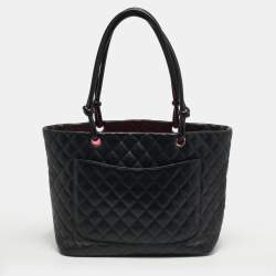 Pre Owned Chanel Black Quilted Leather Large Cambon Ligne Tote