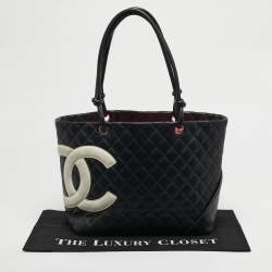 Pre Owned Chanel Black Quilted Leather Large Cambon Ligne Tote