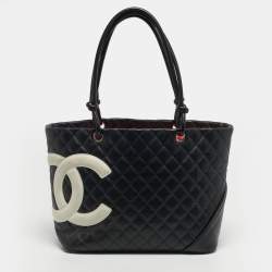Pre Owned Chanel Black Quilted Leather Large Cambon Ligne Tote