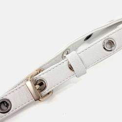 Pre Owned Chanel White Leather belt bag