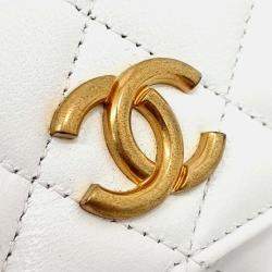 Pre Owned Chanel White Leather belt bag