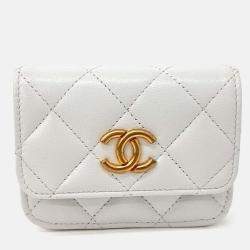 Pre Owned Chanel White Leather belt bag