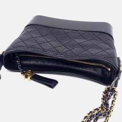 Pre Owned Chanel Black Leather Gabrielle Hobo Bag New Medium