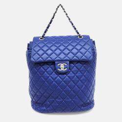 Pre Owned Chanel Blue Leather Urban Spirit Backpack