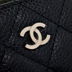 Pre Owned Chanel Black Leather Caviar Card Holder