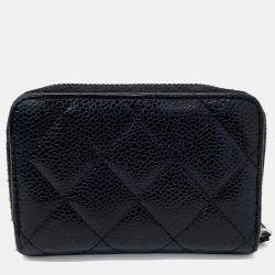Pre Owned Chanel Black Leather Caviar Card Holder