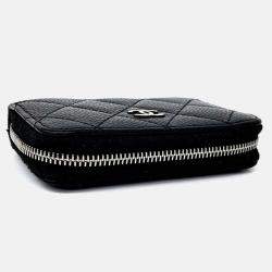 Pre Owned Chanel Black Leather Caviar Card Holder