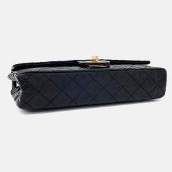 Pre Owned Chanel Black Leather 2.55 Vintage Baguette Clutch and Shoulder Bag