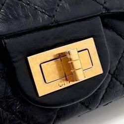 Pre Owned Chanel Black Leather 2.55 Vintage Baguette Clutch and Shoulder Bag