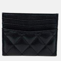 Pre Owned Chanel Black Leather Caviar Card Holder