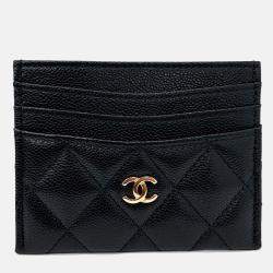 Pre Owned Chanel Black Leather Caviar Card Holder