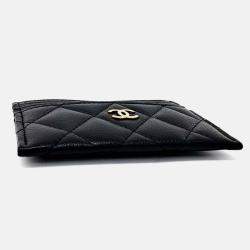 Pre Owned Chanel Black Leather Caviar Card Holder