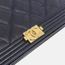 Pre Owned Chanel Black Leather Caviar Boy WOC Mini Crossbody Bag