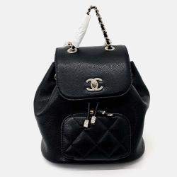 Pre Owned Chanel Black Leather Caviar Business Affinity Backpack