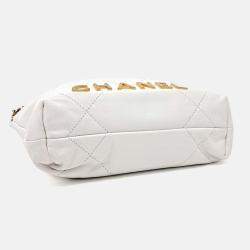 Pre Owned Chanel White Leather 22 Bag Mini