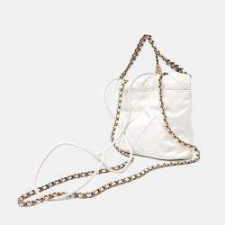 Pre Owned Chanel White Leather 22 Bag Mini